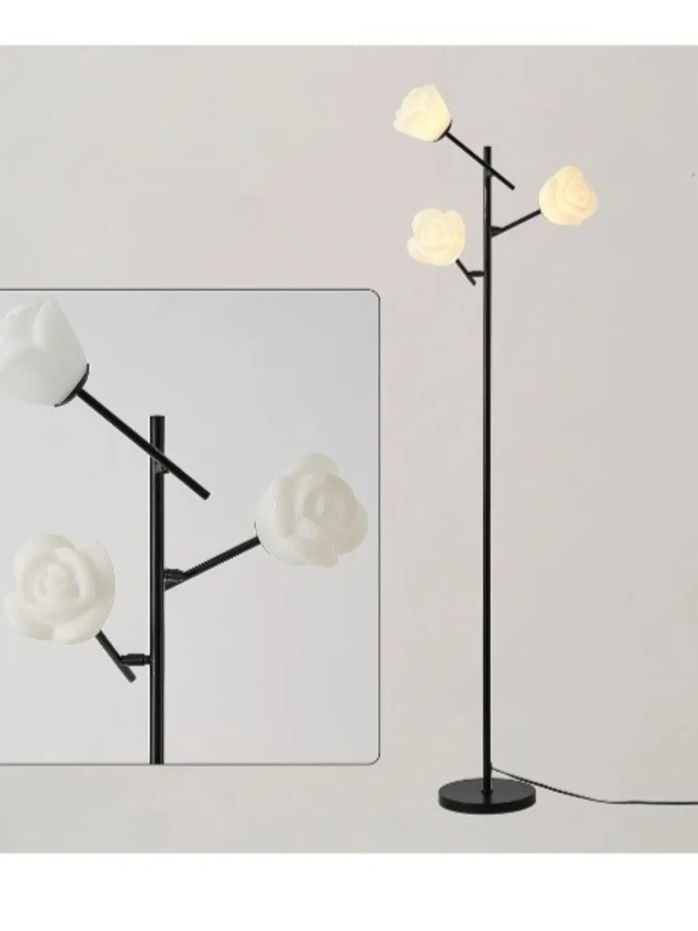 Black Mid-Century Modern Floor Lamp with 3 Adjustable Shades